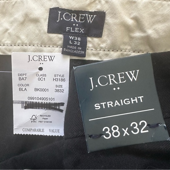J. Crew Factory Pants Men’s Straight-Fit Flex Chino Classic Black 38x32 NWT New - Picture 7 of 12